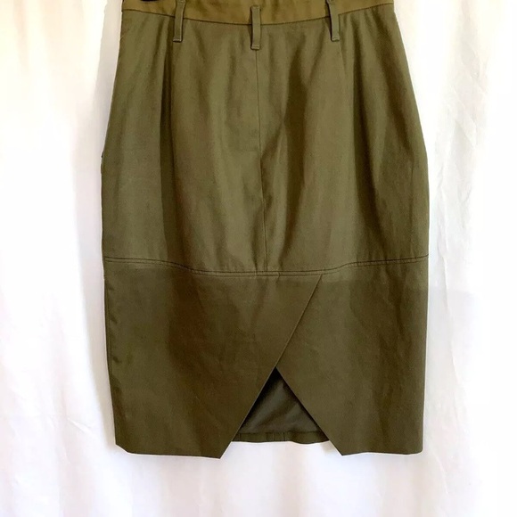 Altuzarra Army Green Color Block Skirt - Sz 36 EU - Sz 4 Small US - Picture 4 of 6